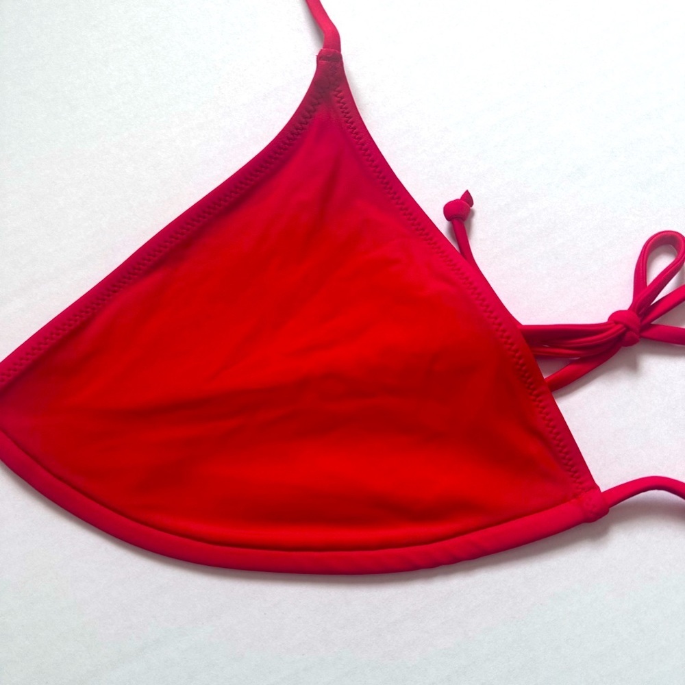 J Crew halter tie back v neck bikini top red NWT - Picture 3 of 3